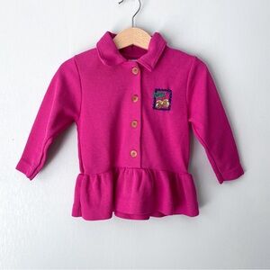 Vintage Healthtex Embroidered Acorn Waffle Knit Peplum Button 2T